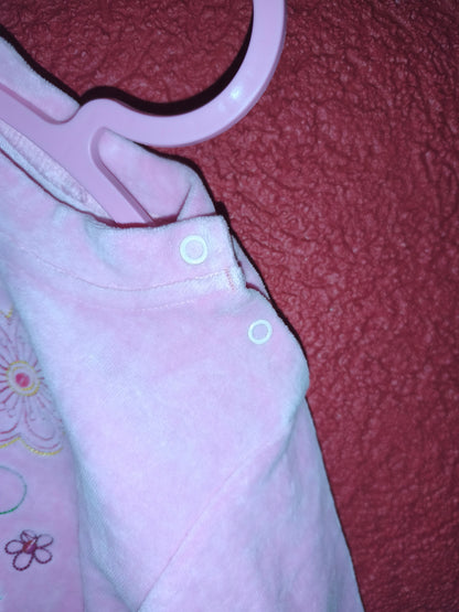 LubawA Toddler Girls Floral Embroidered Velour Sweatshirt Top – Size 92 (18-24 Months)