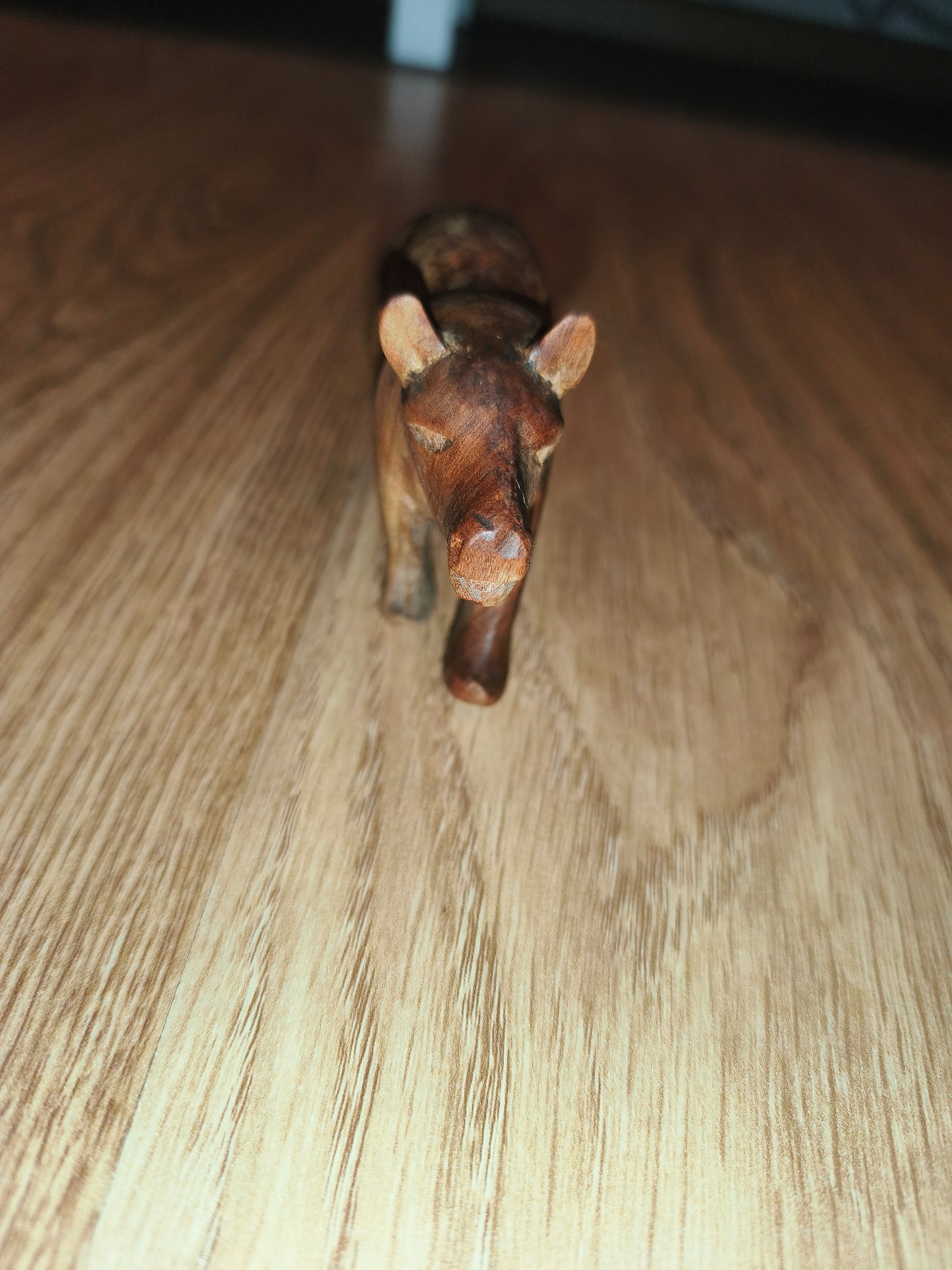 Vintage Hand-Carved Wooden Hippopotamus Figurine | Retro Wooden Animal Statue