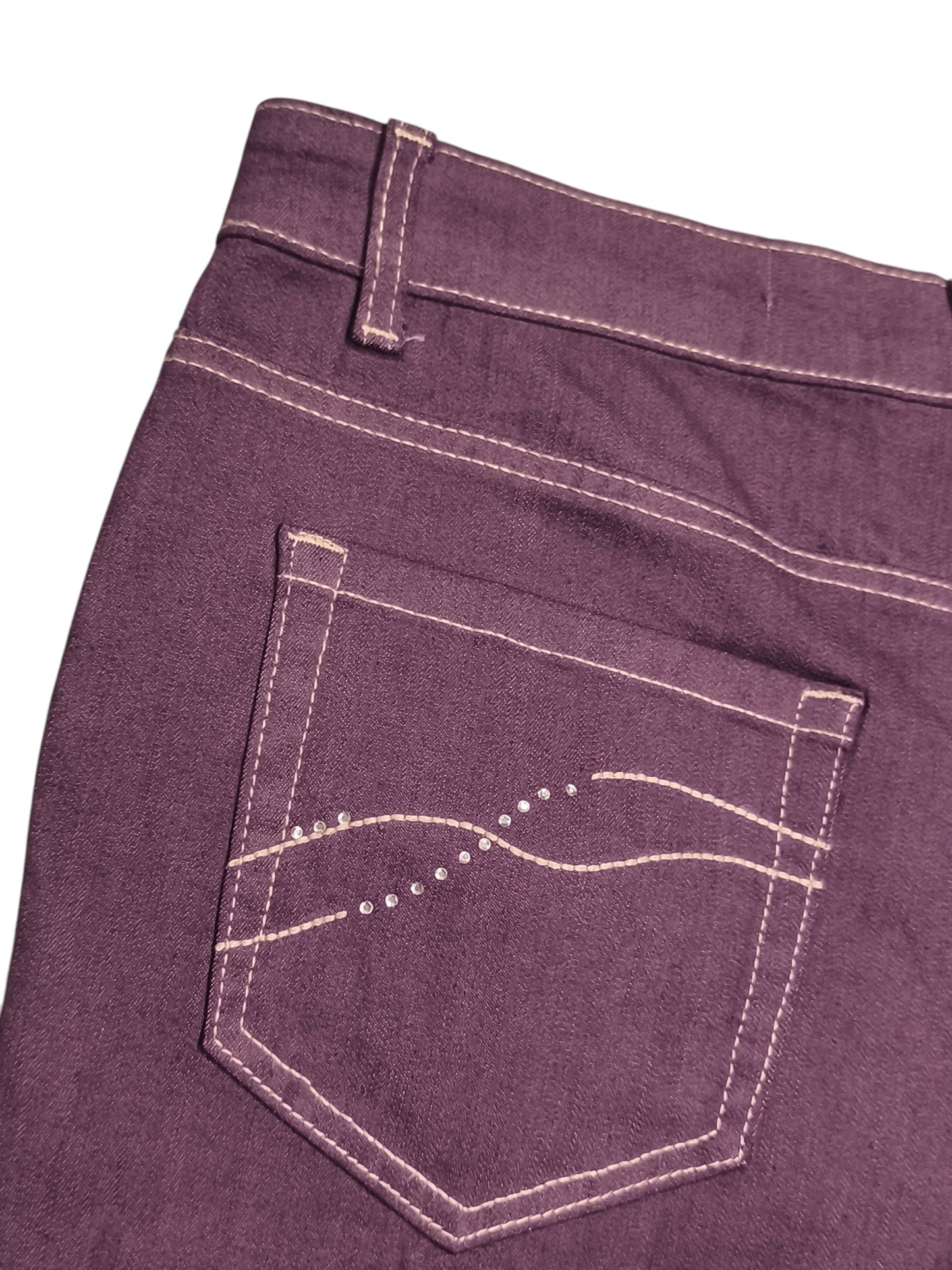 Polo Super Comfort Purple Plum Jeans Women's Size 19 Rhinestone Pocket Stretch