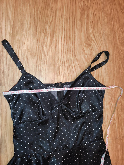 Vintage Style Black Polka Dot Mini Dress Retro Pinup Rockabilly Tulle Petticoat