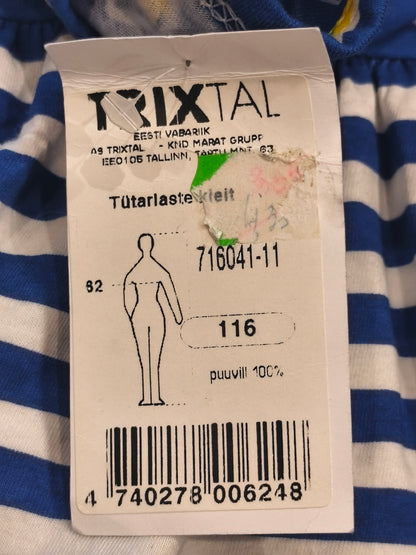 Trix & Trax Vintage Estonian Kids Nautical Dress - Blue & Striped (Size 116 / 5-6 Yrs) - NWT