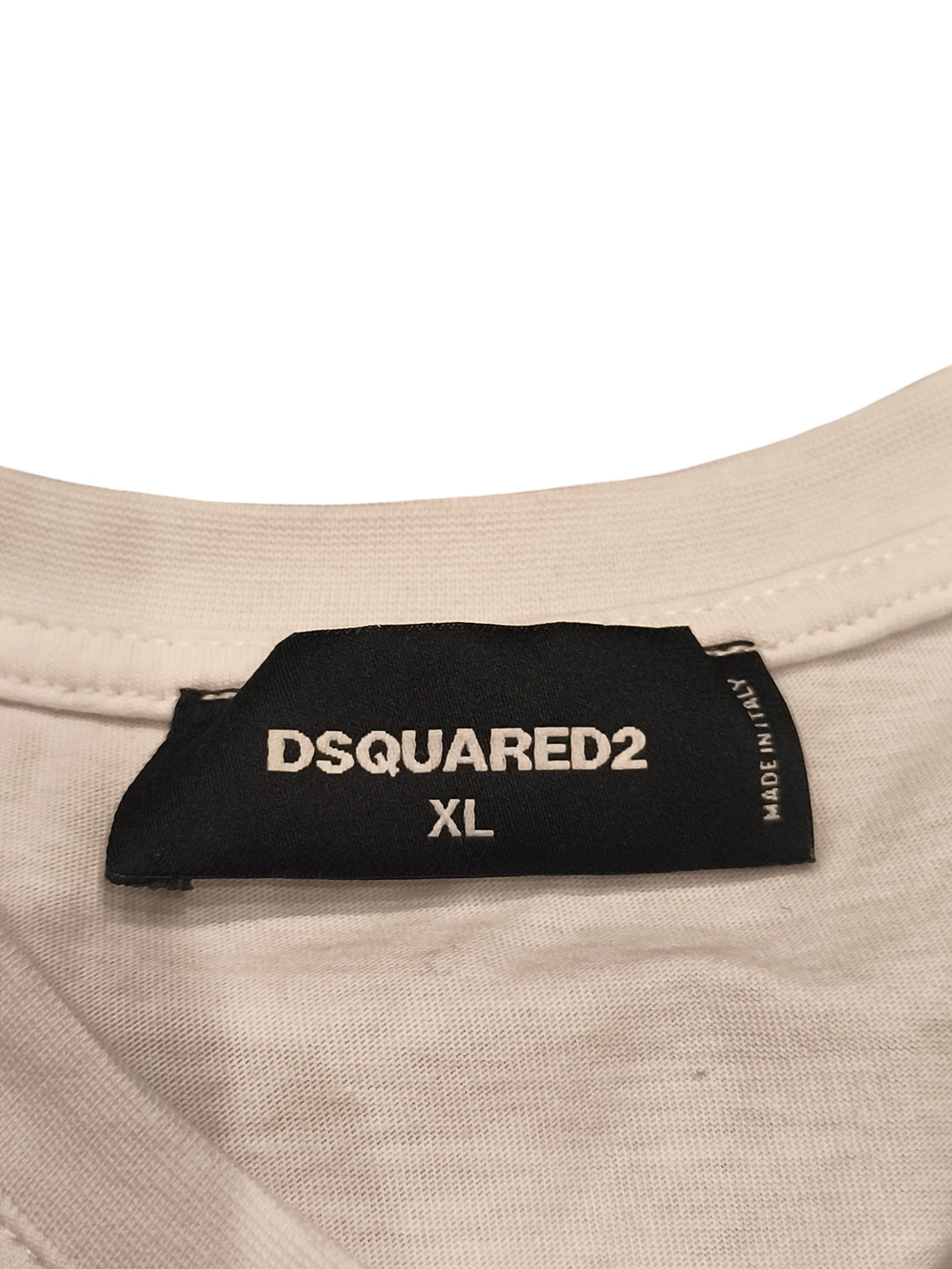 DSQUARED2 Men's Graphic T-Shirt XL White Classic Muscle Car Print Made In Italy