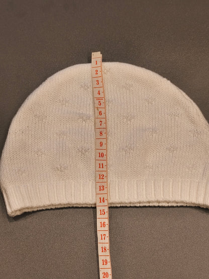 Little Nutmeg Unisex White Knit Pointelle Baby Beanie Hat – 0-3 Months (62 cm)