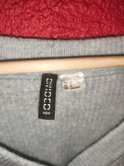 DIVIDED by H&M Light Blue Puff-Sleeve Cropped Cardigan Sweater – Size S