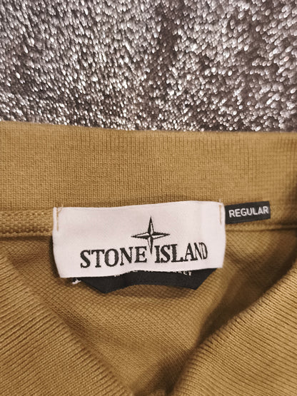 Stone Island Men's Compass Patch Short Sleeve Polo Shirt – Mustard Yellow (Size M)
