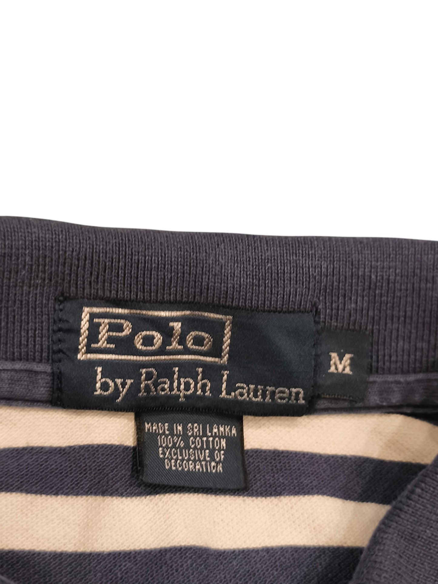 Polo Ralph Lauren Striped Polo Shirt Mens Medium Blue Beige M Classic Fit