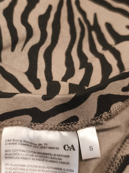 C&A Yessica Maternity Leggings Size S Small Zebra Print Bio Cotton Support Band