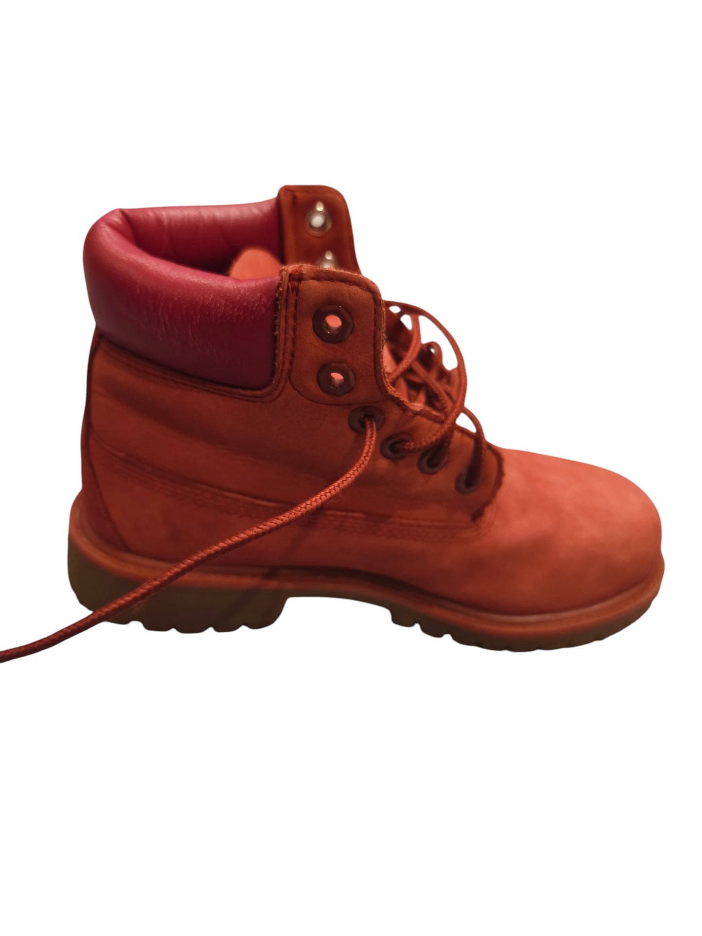 Timberland 6" Premium Waterproof Boots Red Nubuck Youth Size 2 US A14TE Kids