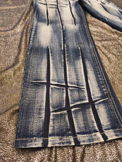 Vintage Raw Blue EU Baggy Jeans 30x30 Y2K Streetwear Crosshatch Blue Denim