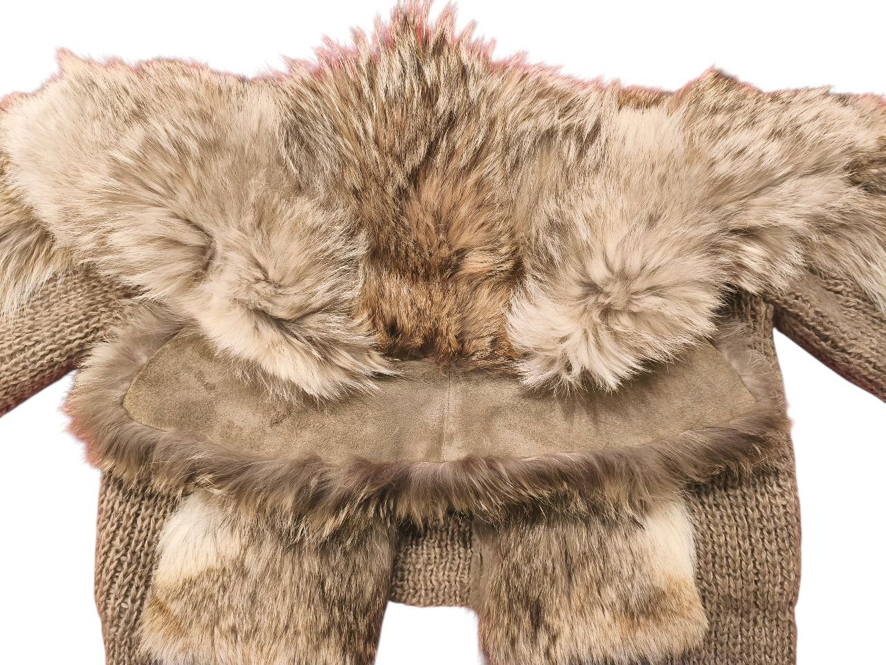 Real Fox Fur Knit Cardigan Jacket Women’s Size L – Genuine Fur Panels