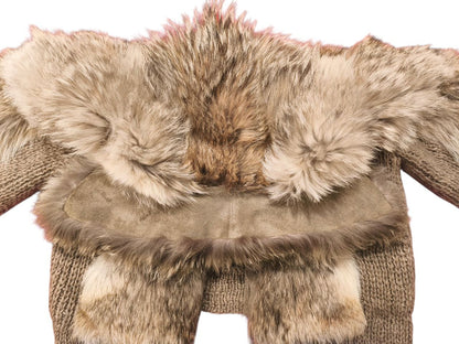 Real Fox Fur Knit Cardigan Jacket Women’s Size L – Genuine Fur Panels