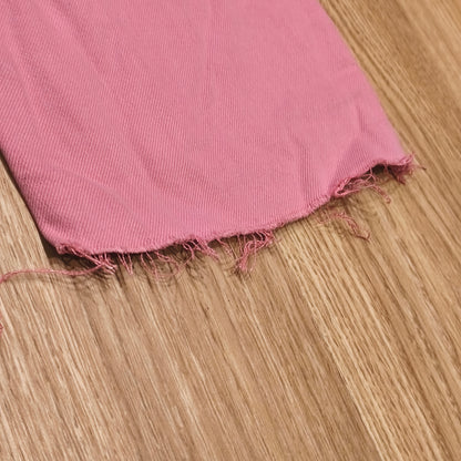 ZARA Pink High Waist Wide Leg Raw Hem Jeans Size EUR 34 US 02 MEX 24