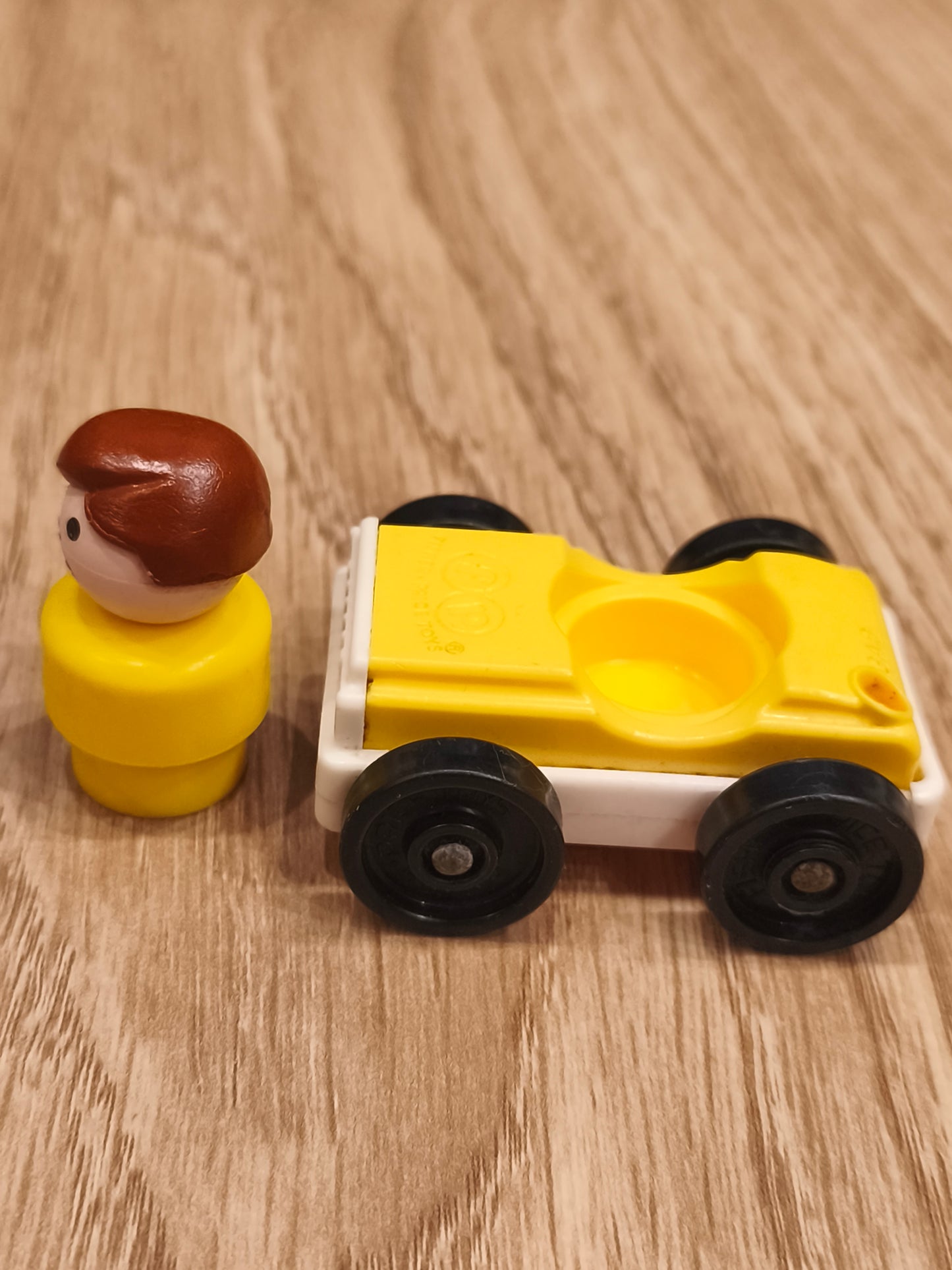 Vintage Fisher-Price Little People Yellow Car & Figure Set | Retro Play Family Jeep Toy Collectible