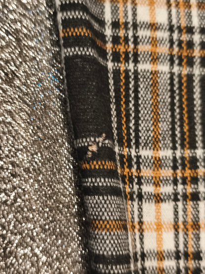 NEXT Women’s Plaid Checked Trousers Size 12R Black Tan White Tapered Zip Detail