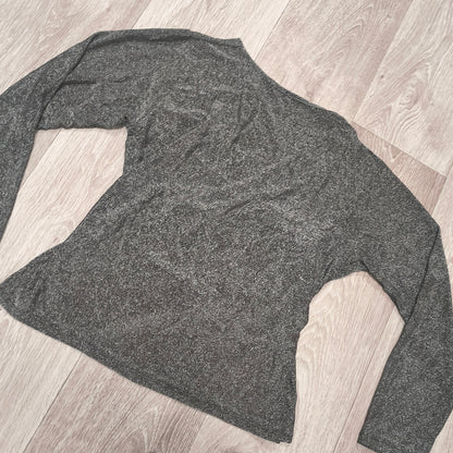 H&G Womens Metallic Silver Glitter Shimmer Sparkle Twist Front Top Made in Italy