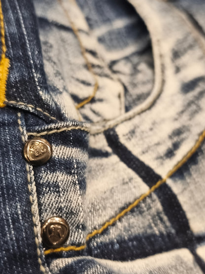 Vintage Raw Blue EU Baggy Jeans 30x30 Y2K Streetwear Crosshatch Blue Denim