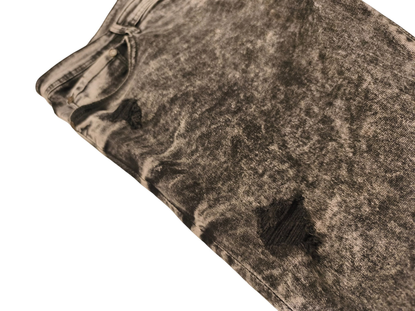 Pull&Bear Men's Grey Acid Wash Ripped Skinny Jeans - Size EUR 44 / MEX 34