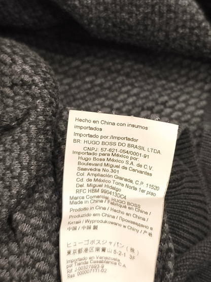 HUGO BOSS Black Textured Knit Sweater Men's XL Crew Neck Cotton Blend Pullover