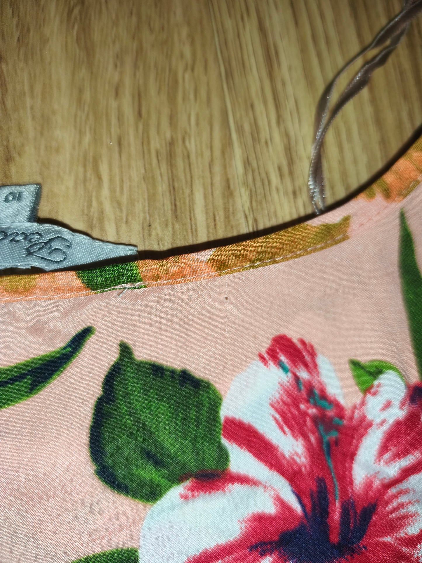 Peacocks Floral Print Tie-Sleeve Blouse – Peach & Multicolour, Size UK 10