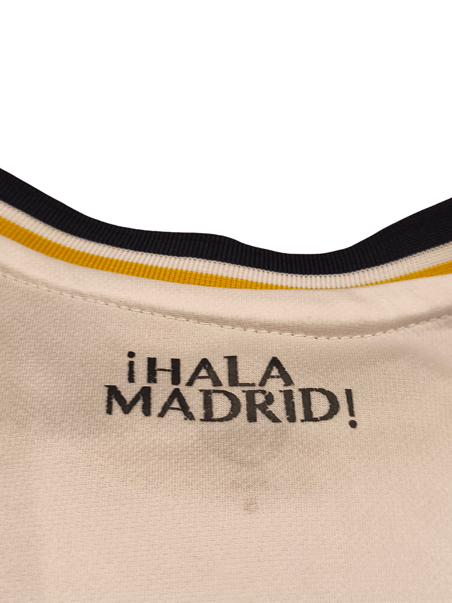 Real Madrid 2023-24 Home Jersey - White/Gold/Navy - Size Small - "Hala Madrid"
