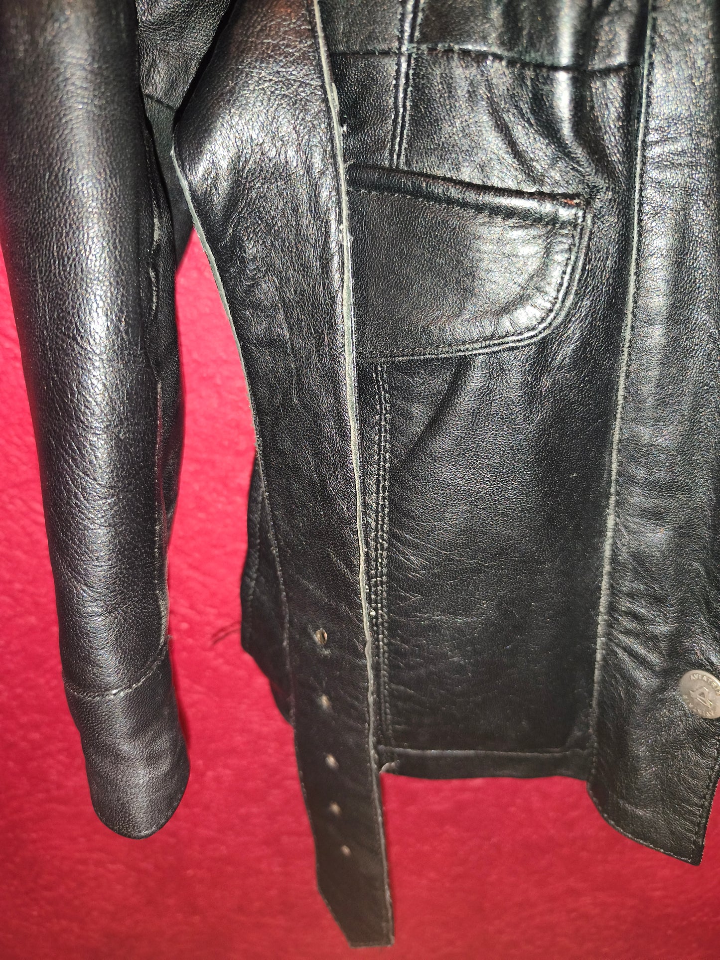 AVIATRIX Genuine Black Leather Belted Utility Jacket Fur Hood | Women's Size XL