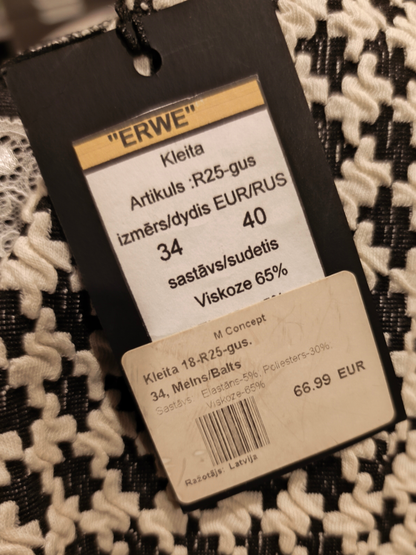 ERWE Houndstooth Sheath Dress Size 34 (US 2/4) Black & White Textured Knit
