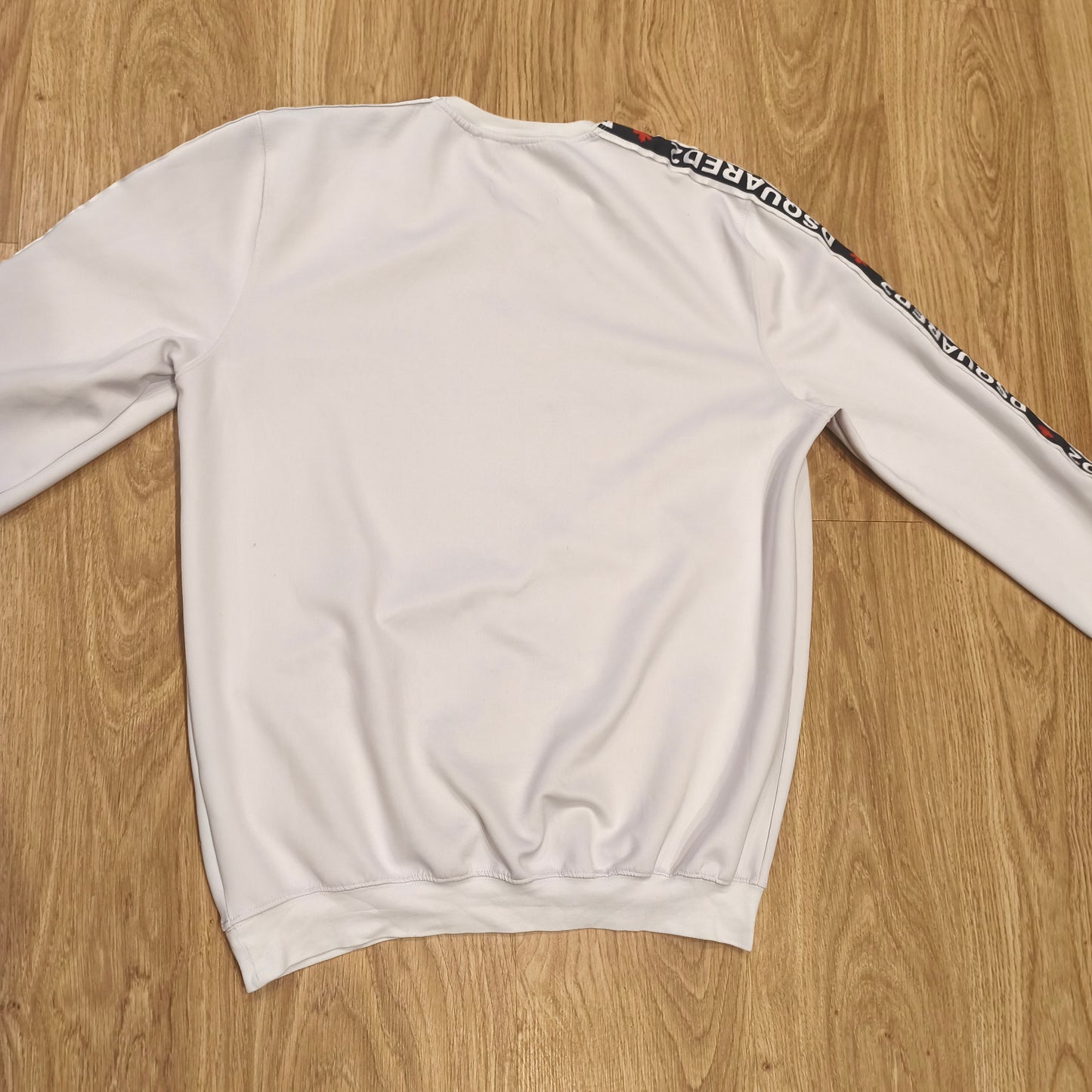 Dsquared2 Men's XXL White Sweatshirt Pullover Canada Tape Logo Sleeve Crewneck