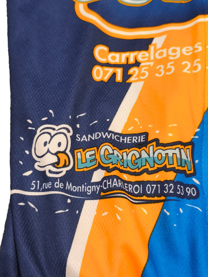 Vintage Team Sport & Sante Cycling Jersey ServiMat Belgium Blue Short Sleeve