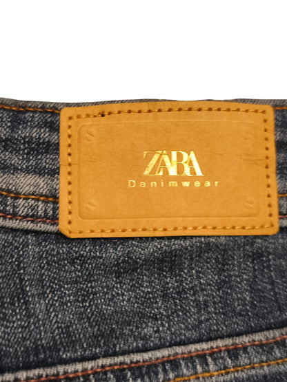 ZARA Premium Denimwear Mid Rise Skinny Jeans Womens Size 4/26 Distressed Hem