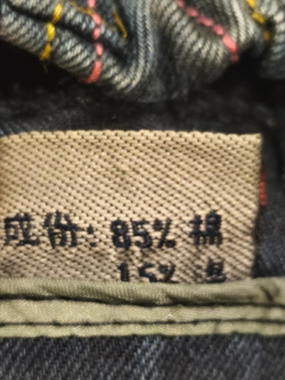 Kids Vintage Style Distressed Acid Wash Jeans with "BIG APPLE" Patch & Contrast Stitching (Tag Size 20)