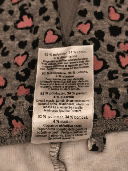 Impidimpi Baby Girls Fleece Lined Leopard & Heart Print Leggings | Size 92 (1.5–2Y)