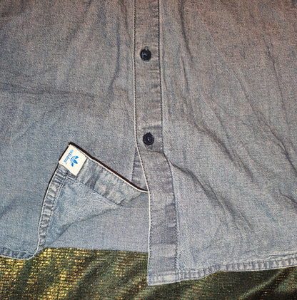 Adidas Originals Denim Chambray Shirt Men's 50 Medium Bomber Collar Zip Back