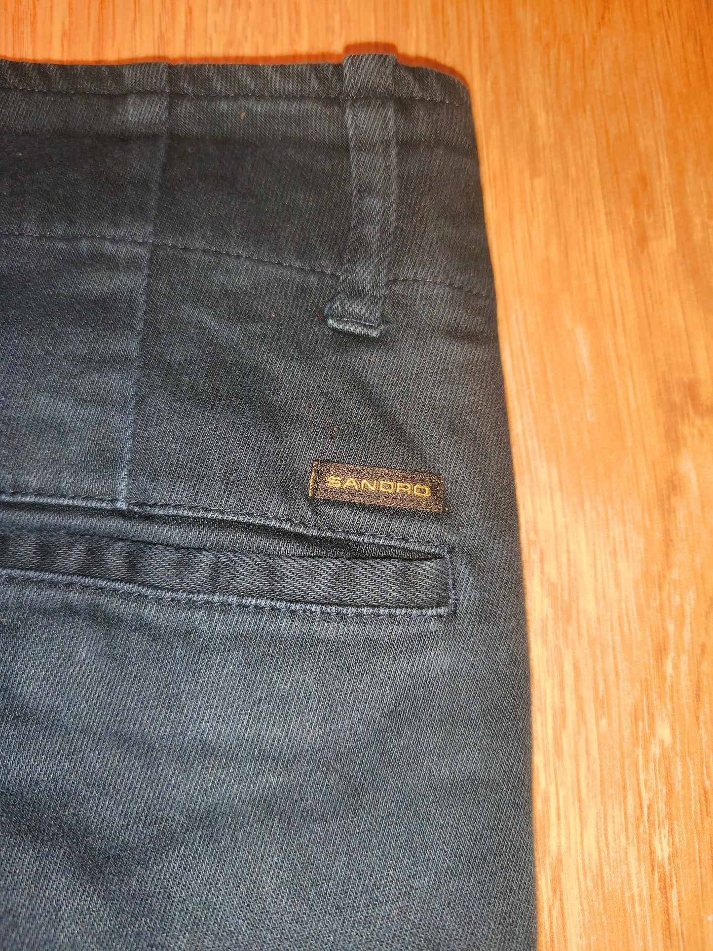 Sandro Paris Men's Navy Blue Chino Pants Size 44 Cotton Blend Button Fly Slim