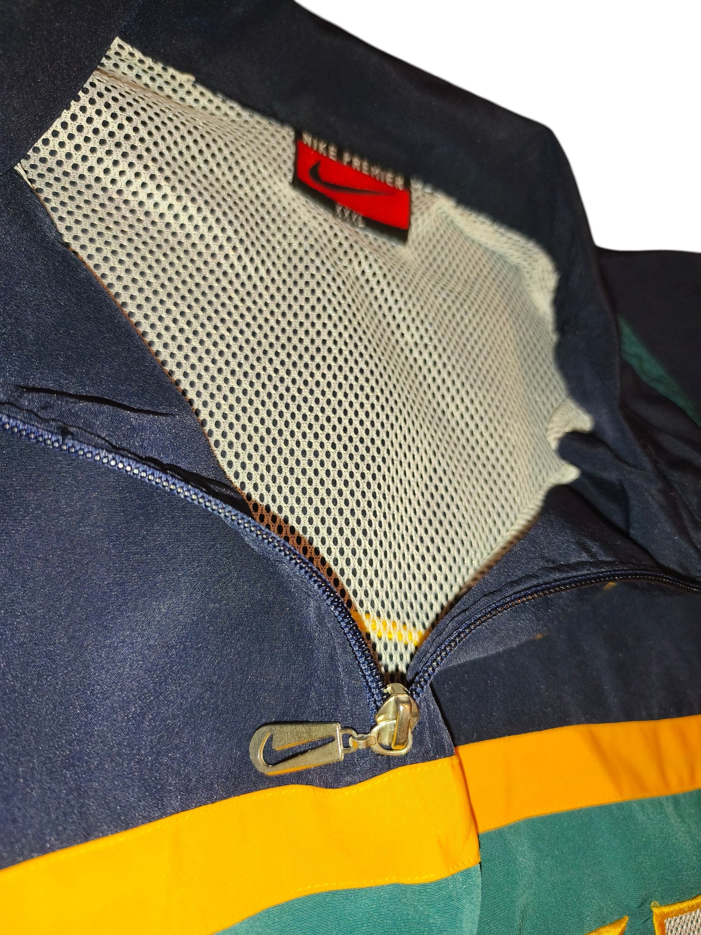 Vintage Nike Premier 1/4 Zip Pullover Shirt 90s Spellout Big Swoosh Navy XXXL