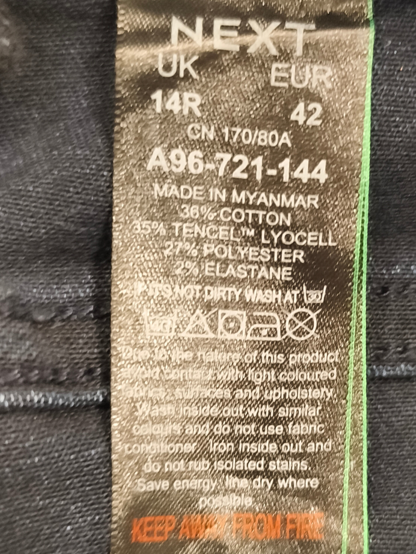 Next Mid Rise Power Stretch Jeans Dark Wash Studded Pockets Size 14 Regular