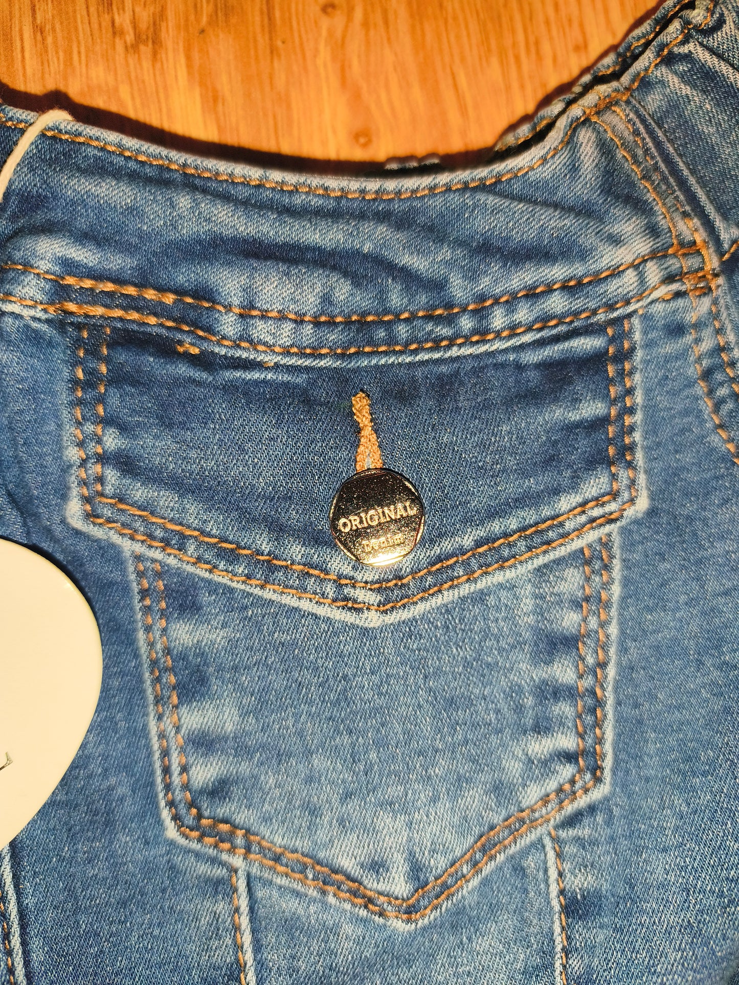 Original Denim Blue Denim Mini Dress – Distressed Detail with Belt, Size M/38
