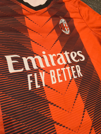 AC Milan Maldini #3 Jersey - Size Large - Red/Black Emirates Fly Better Soccer