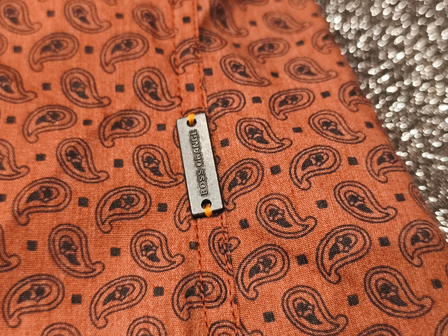 HUGO BOSS Orange Paisley Shirt Men’s M Rust Copper NWT 2001 Archive Vintage Style