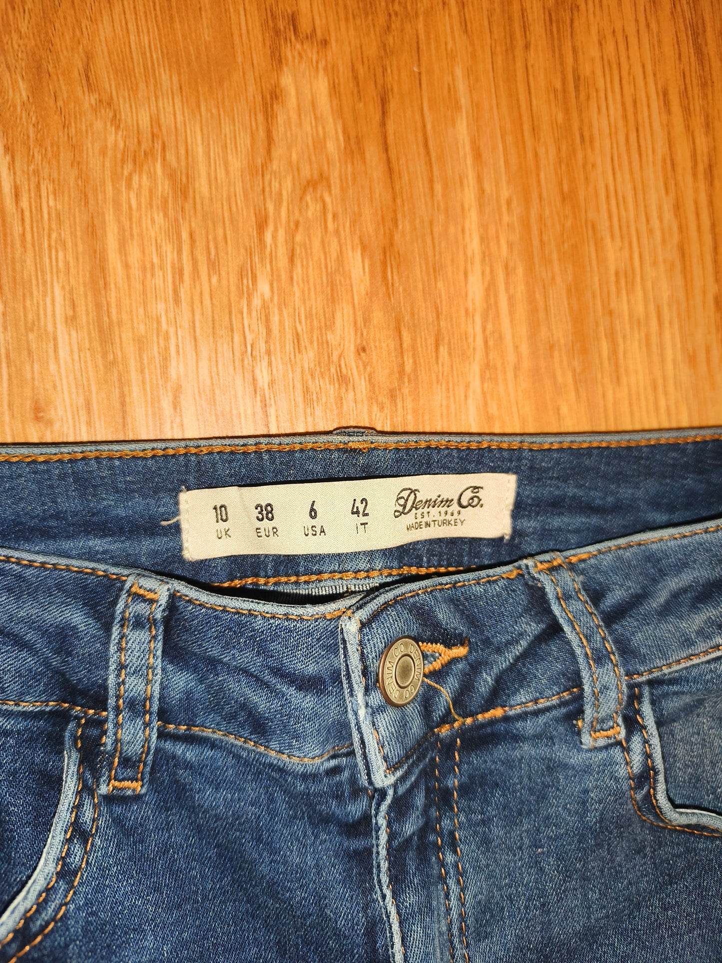 Denim Co. Women’s Blue Skinny Jeans with Pearl Embellishment - UK Size 10