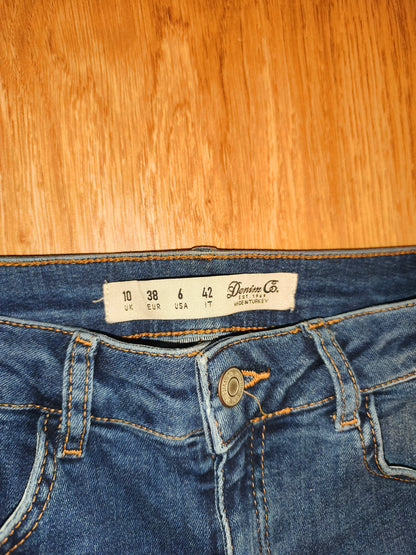 Denim Co. Women’s Blue Skinny Jeans with Pearl Embellishment - UK Size 10