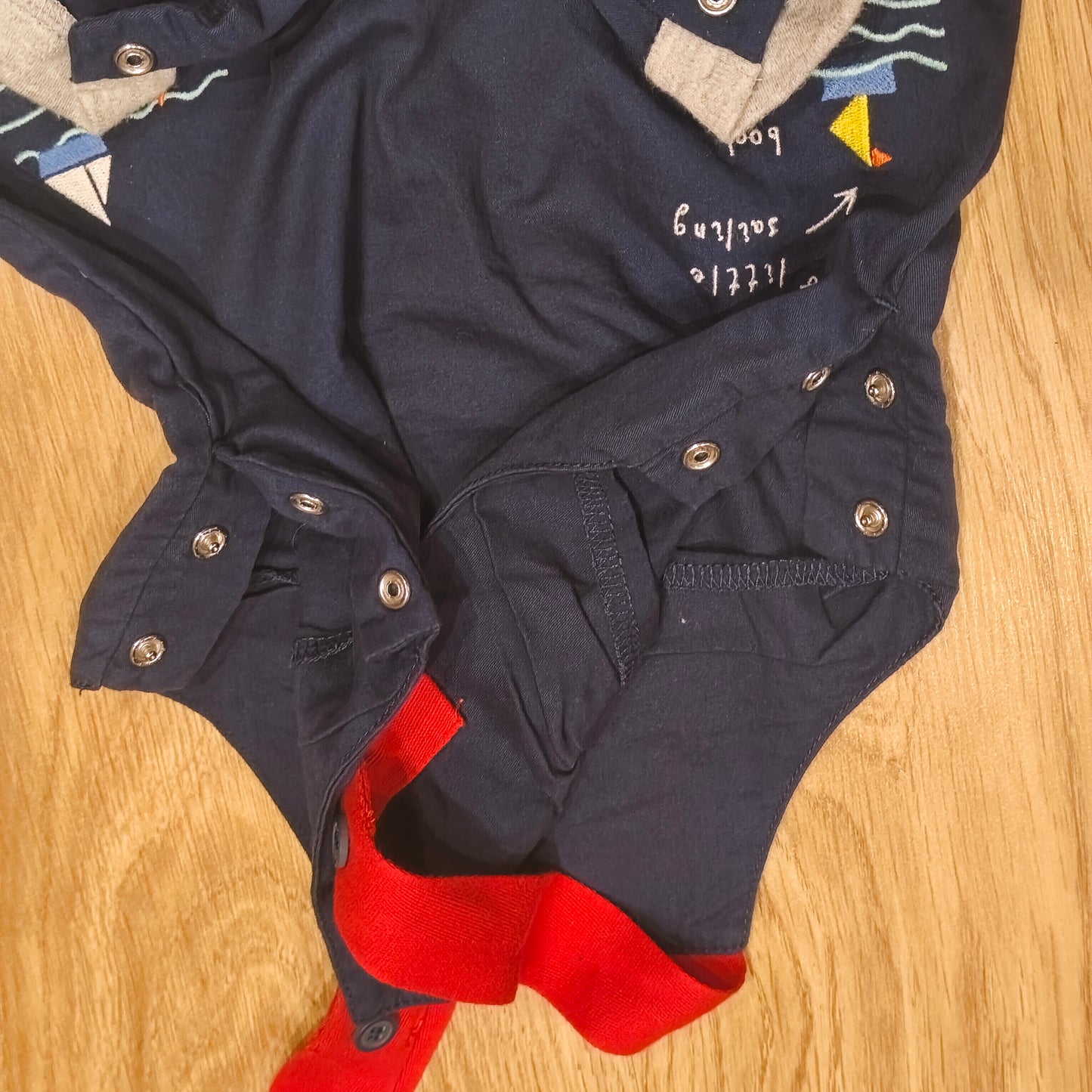 Mothercare Baby Boys Dungarees Romper 3-6 Months Navy Blue Nautical Boat