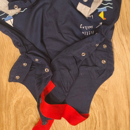 Mothercare Baby Boys Dungarees Romper 3-6 Months Navy Blue Nautical Boat
