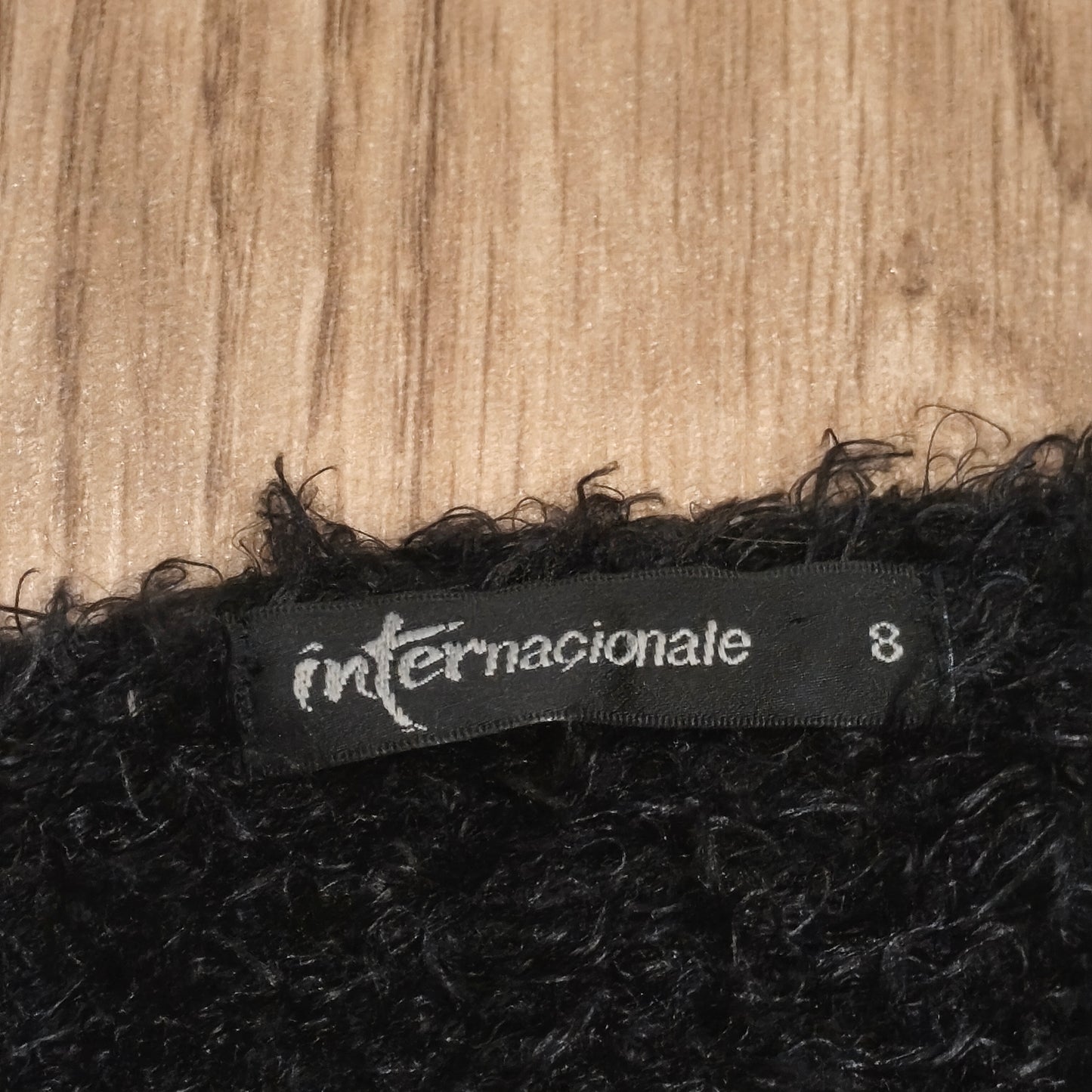 Internacionale Black Fluffy Eyelash Knit Cropped Cardigan Sweater Size 8