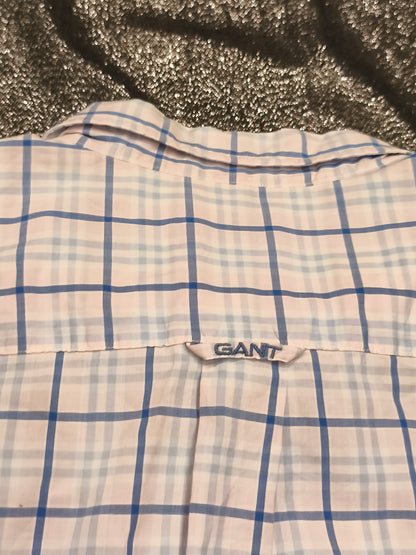 GANT Alassio Poplin Shirt Men's 2XL Regular Fit Blue Pink Plaid Long Sleeve