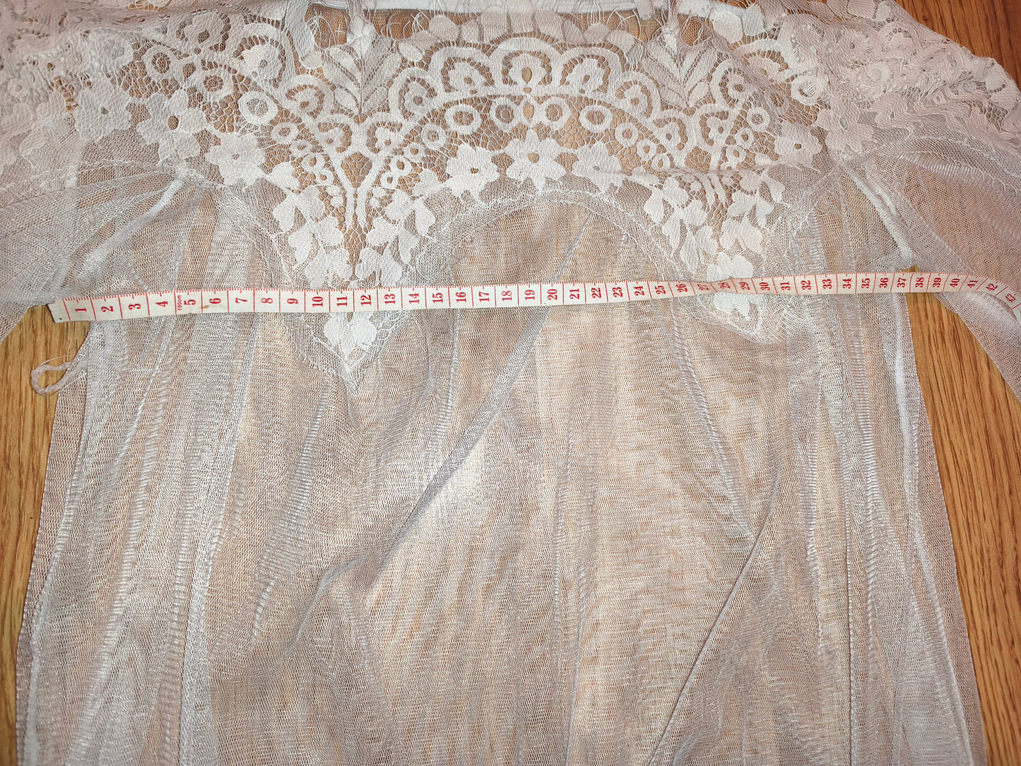 White Sheer Lace Off-Shoulder Top with Bell Sleeves & Cami Straps - Size M/L