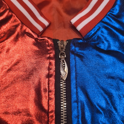 Harley Quinn Costume Jacket Kids Size 120 Red Blue Metallic Property of Joker