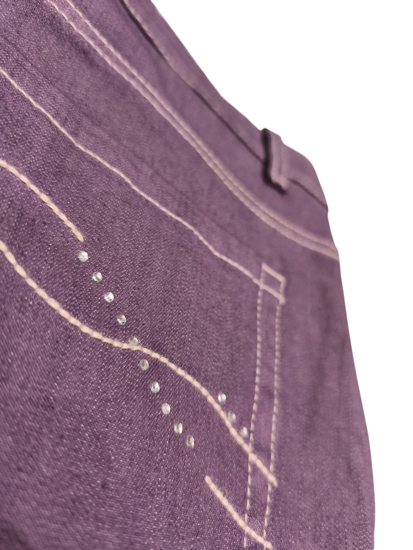 Polo Super Comfort Purple Plum Jeans Women's Size 19 Rhinestone Pocket Stretch