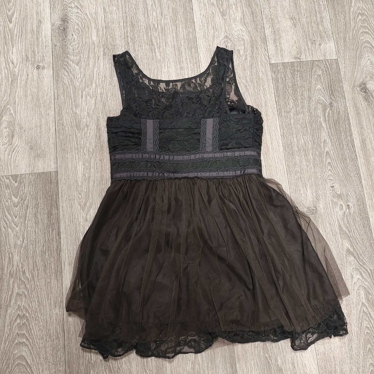 Next Petite Womens Black Lace Tulle Dress Size 14 Goth Party Cocktail Mini