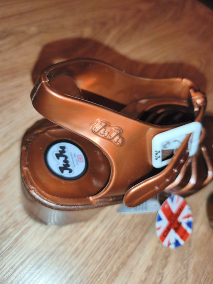 JuJu Original Maxi Heeled Jelly Sandals Bronze Metallic | UK 5 EU 38 US 7 | New
