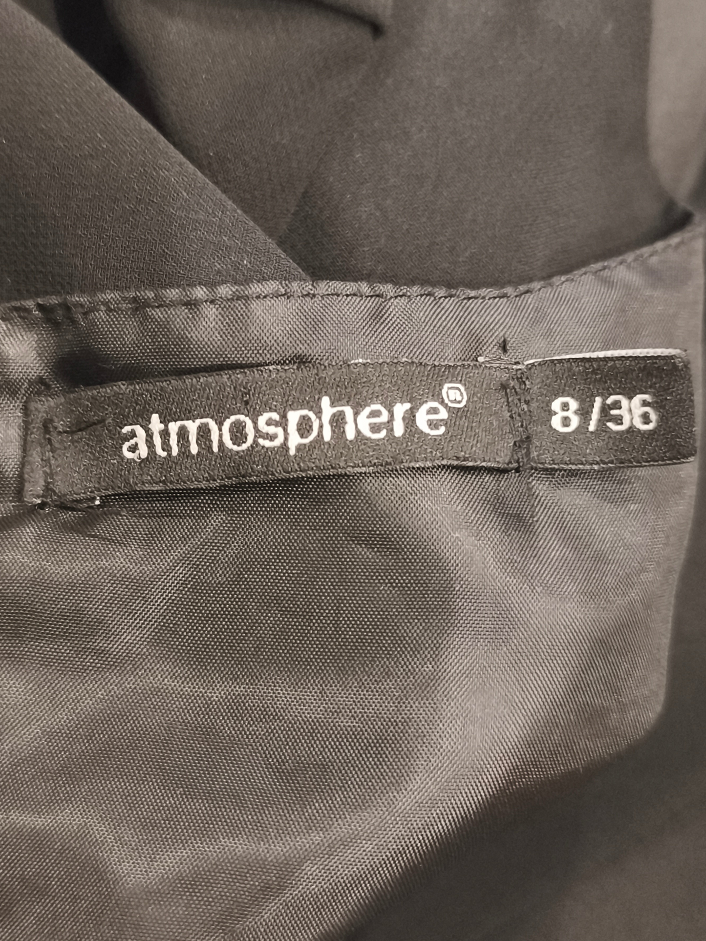 Atmosphere Black Chiffon Cocktail Dress - Sheer Lantern Sleeves Size 8/36 Mini